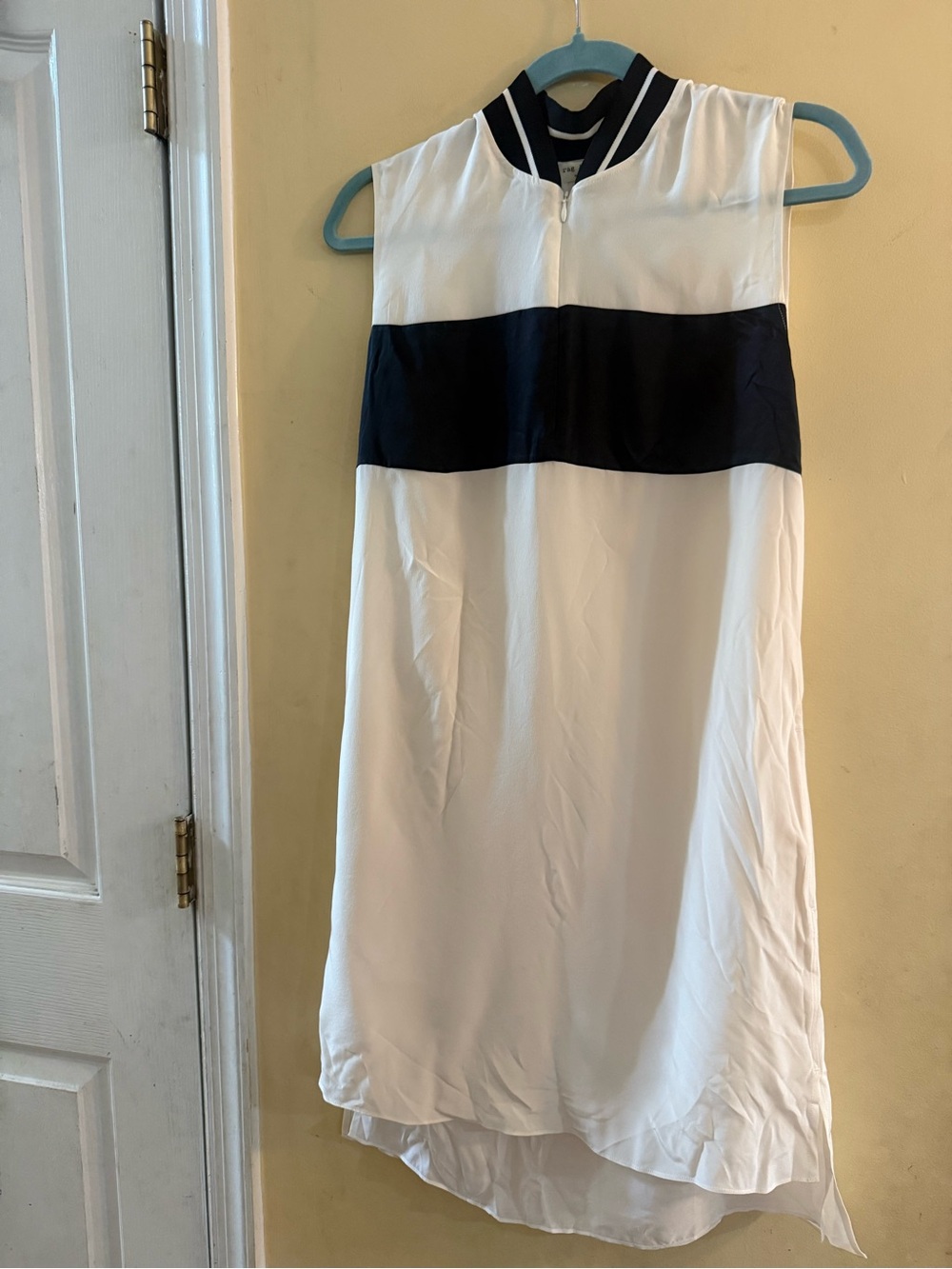 Rag & Bone Sleeveless White Dress with Navy Stripe, small